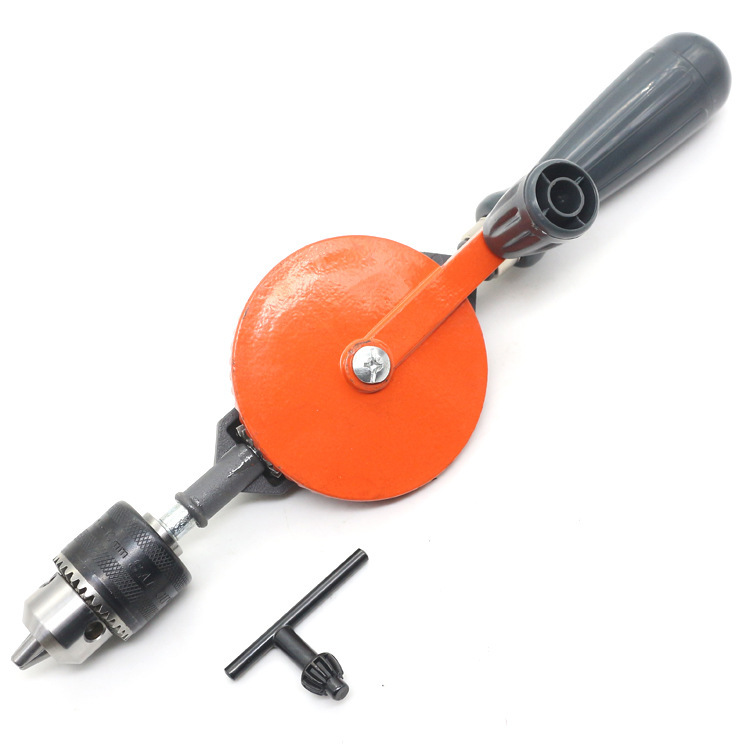 1.5-10mm medium woodworking hand drill precision key 45 steel double gear hand drill drilling tool