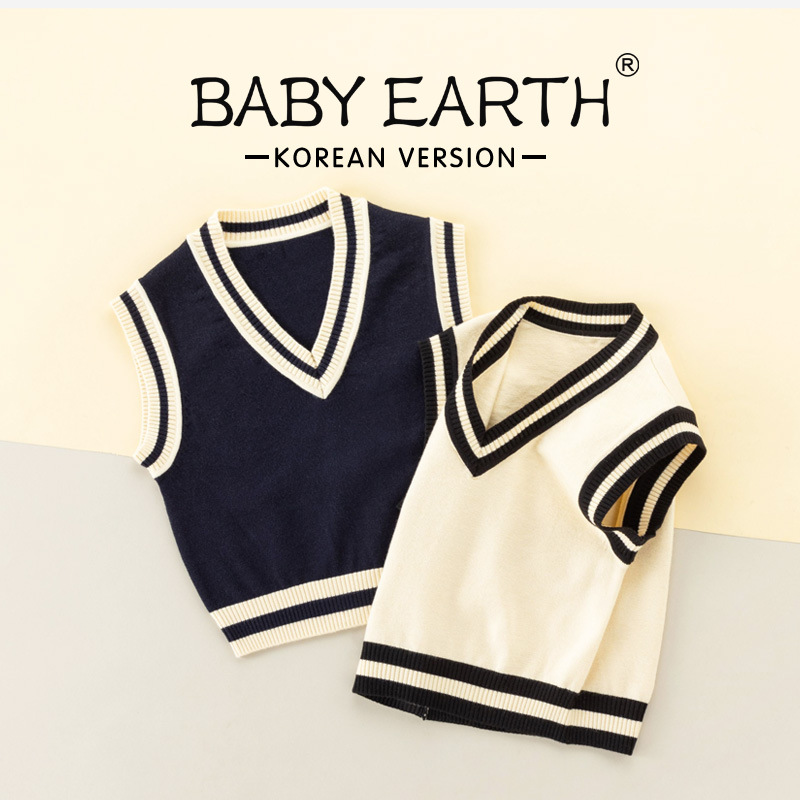 Children's Vest Winter Boy's Vest Sweater Baby's Korean Style Sleeveless Top Autumn and Winter Girls' College Style Vest Winter