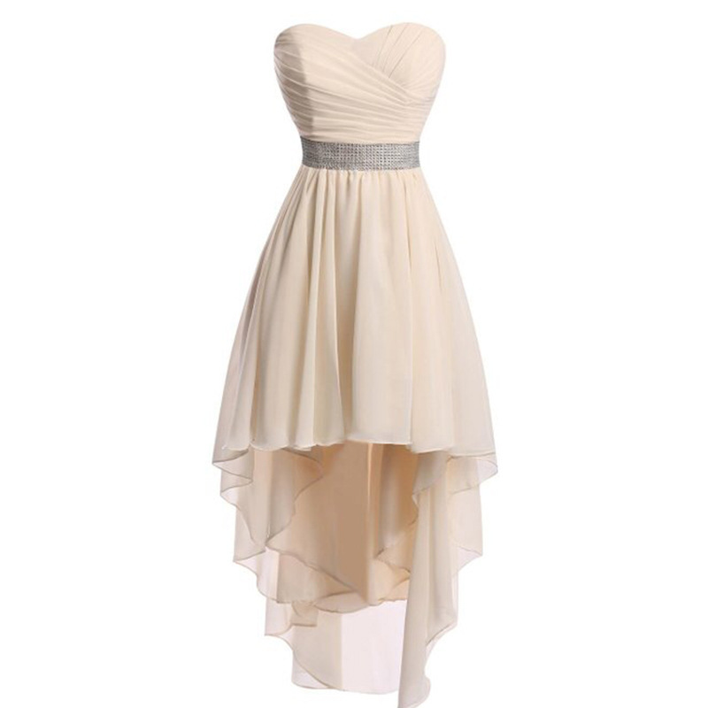 2022 Summer  Small Dress Strapless Bride Toasting Dress Front Short Back Long Bridesmaid Dress Banquet Evening Dress
