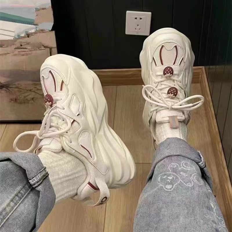 Torre Shoes 2023 Spring and Summer  Korean Love Pattern Platform Bottom Fashion Casual Round Toe Lace-up Sneakers