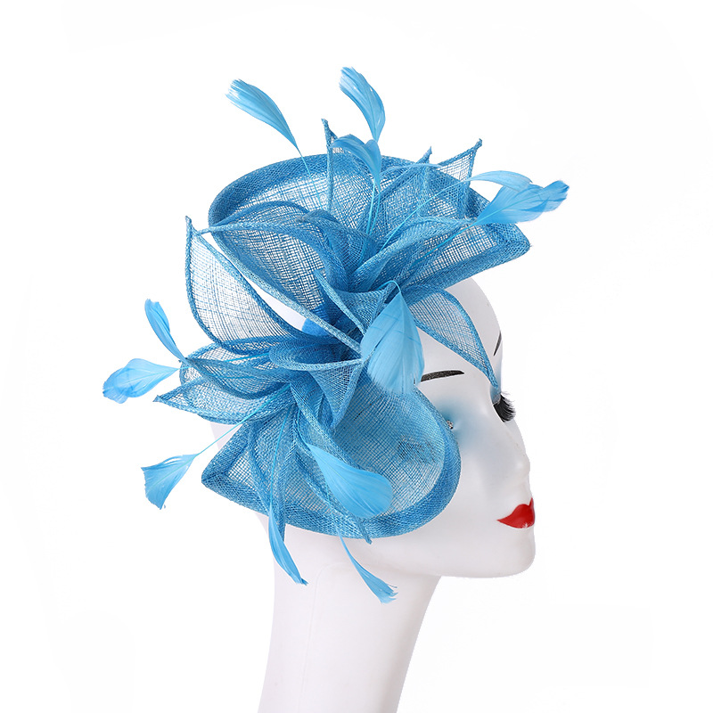  gauze European and American feather headdress vintage linen bridal topper club sinamay hair accessories hair clip