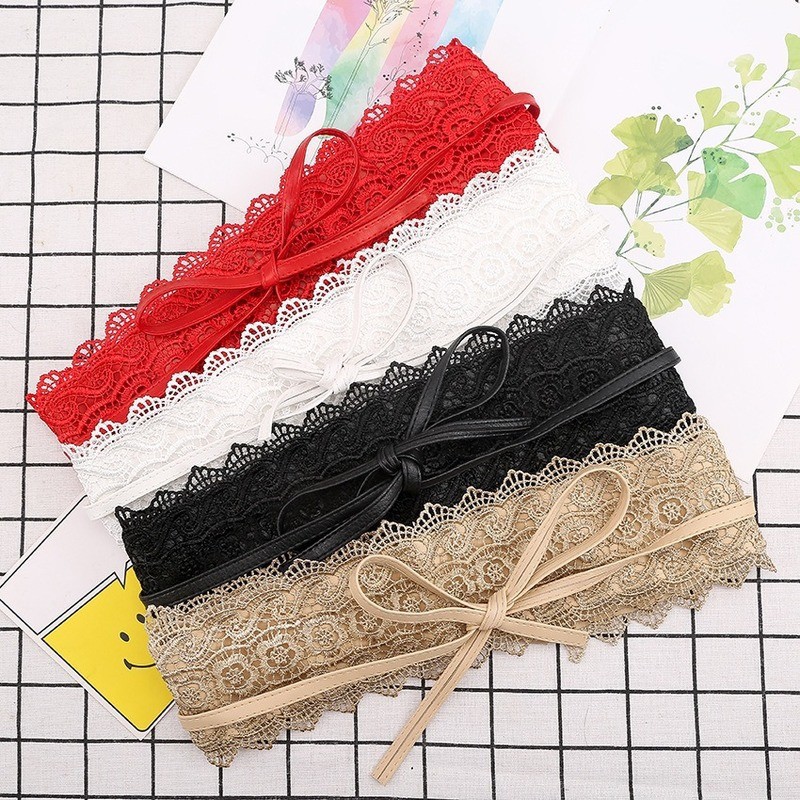  European and American ladies multi-color dress wide waist lace lace decorative strap belt female belt 
