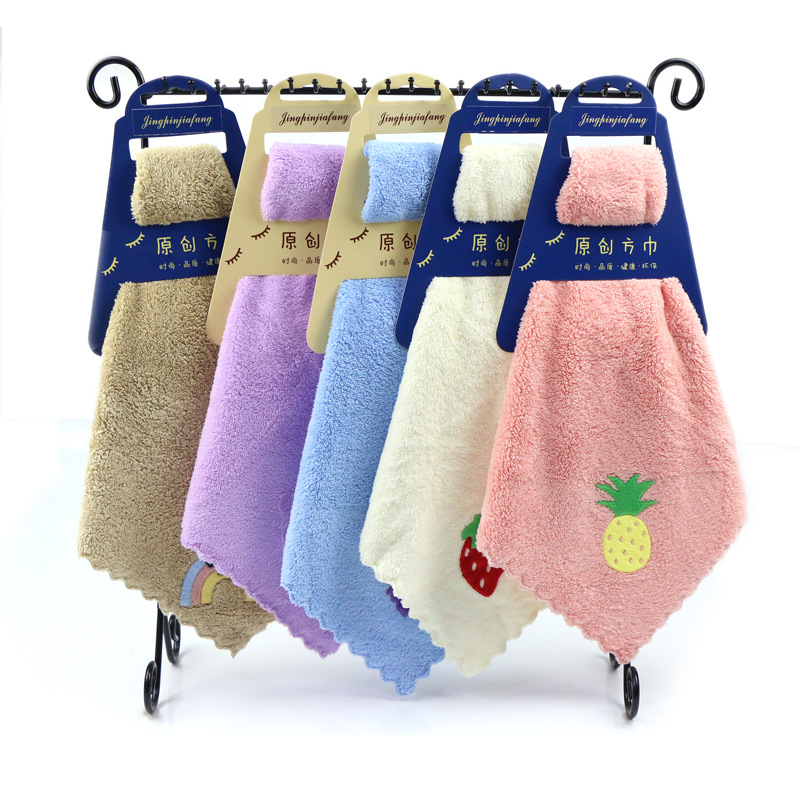  high density coral fleece absorbent beauty towel creative applique cut  towel coral fleece square towel
