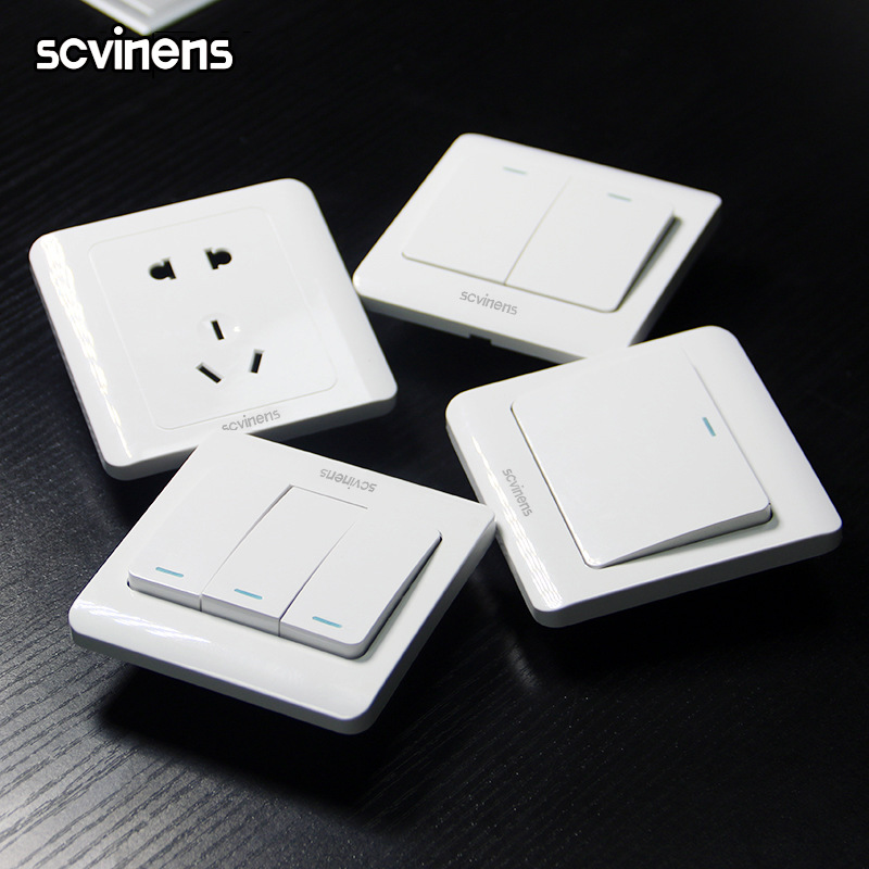 Type 86 concealed white one-bill control switch panel with silver dot one-bill wall switch socket 