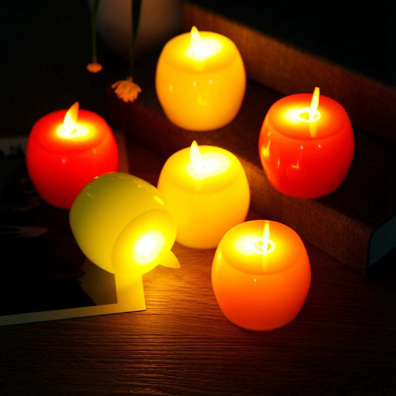 Holding Apple-shape Electronic Candles in Hand Stage Performance Holding Lights in Hand Graduation Season Thanksgiving National Day Decoration Performance Props