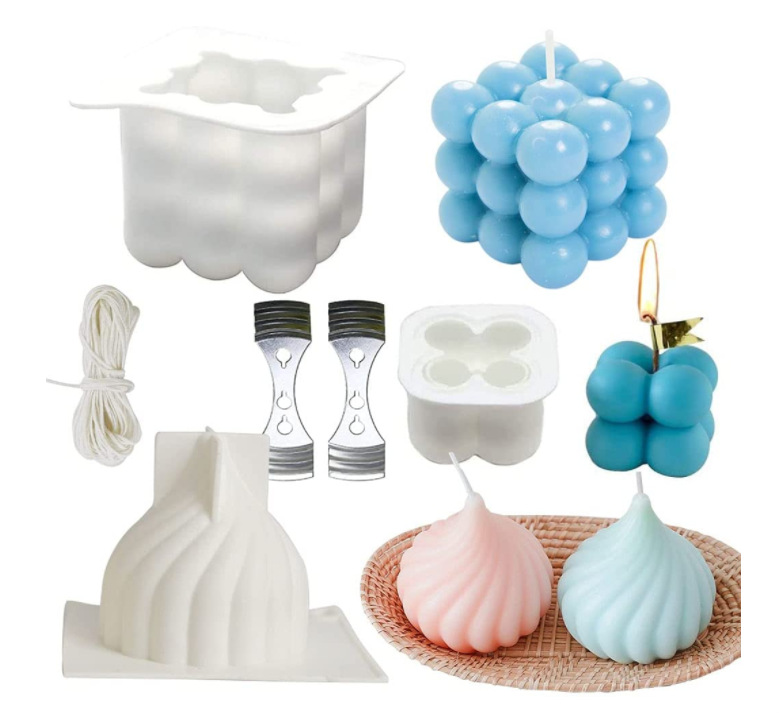 DIY candle making kit, bubble candle form, 3D geometric cube form, onion soy wax candle form