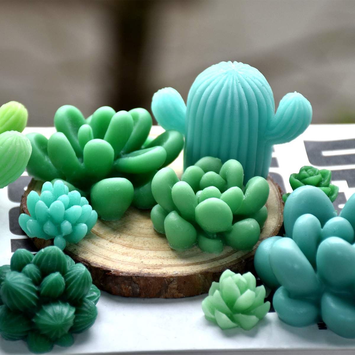 Cute Three-Dimensional Fleshy Cactus Silicone Model Potted Plant Aromatherapy Candle Gypsum Ornament Candle Model