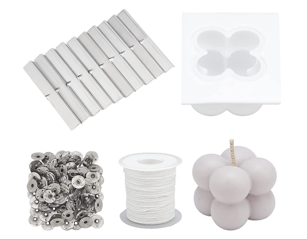 DIY candle making kit, cube candle form, 61-meter candle wick, candle wick clips