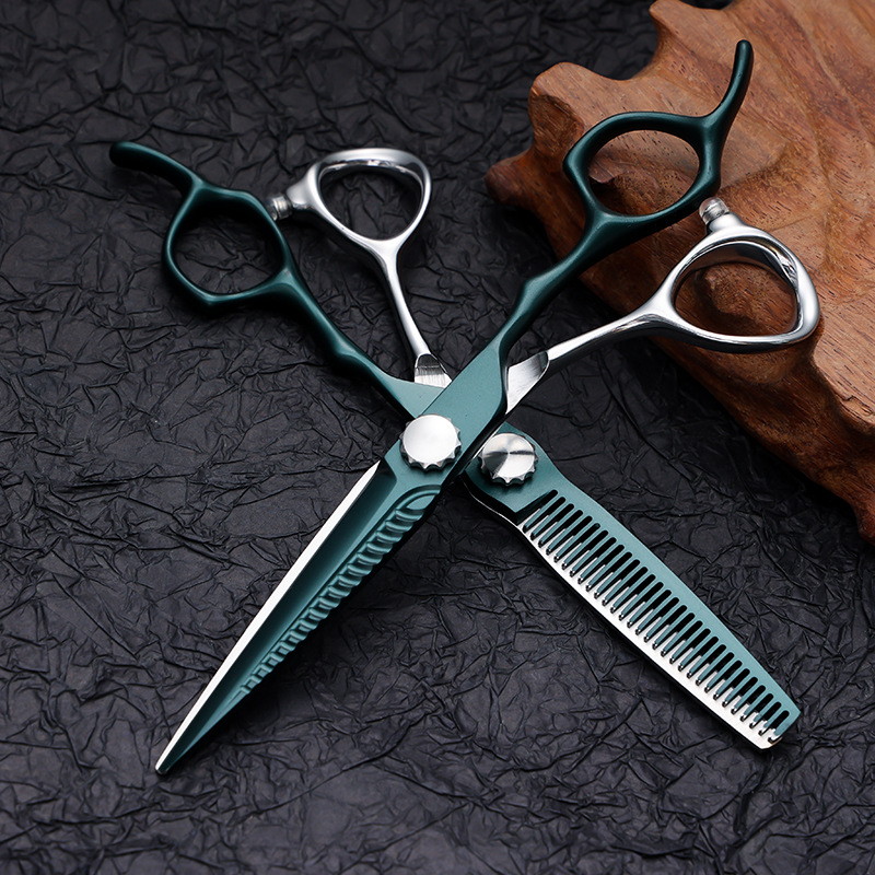 CNC 6 inch barber scissors hair salon professional stylist hairdresser flat cut tooth scissors thin cut suit hairdressing scissors
