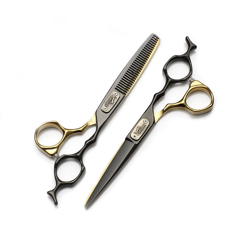 German Leopard Haircut Scissors Black Gold silver Flat Tooth Cutters Bangs Hair Cutters suit Hairdressing Scissors