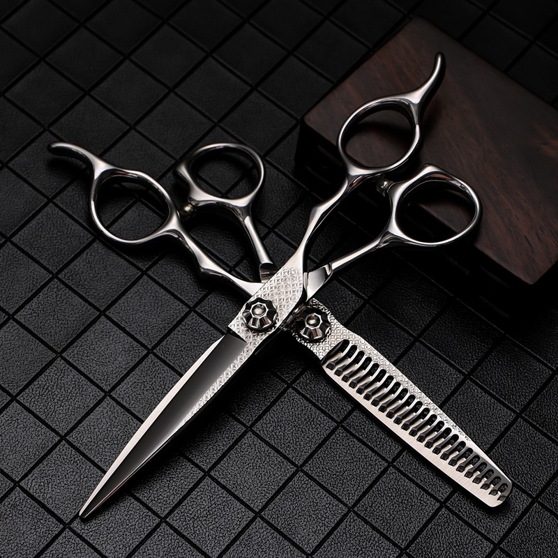 VG10 CNC barber scissors  high-end barber  flat scissors tooth scissors thin broken hair bangs scissors suit