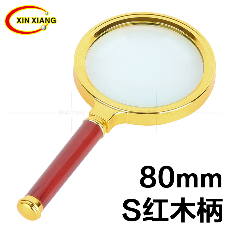 10 times high-grade exquisite imitation mahogany handle plated gold hand-held gift for the elderly read magnifying glass
