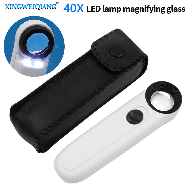 40x X21mm exclamation mark type with LED dual lamp handheld jewelry identification magnifying glass MG6B-1B