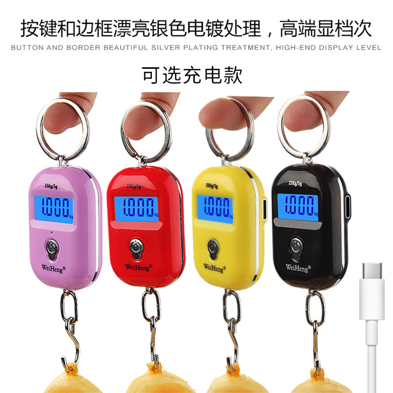 WeiHeng charging key chain portable scale WH-A21 mini electronic scale electronic portable scale can weigh 25kg
