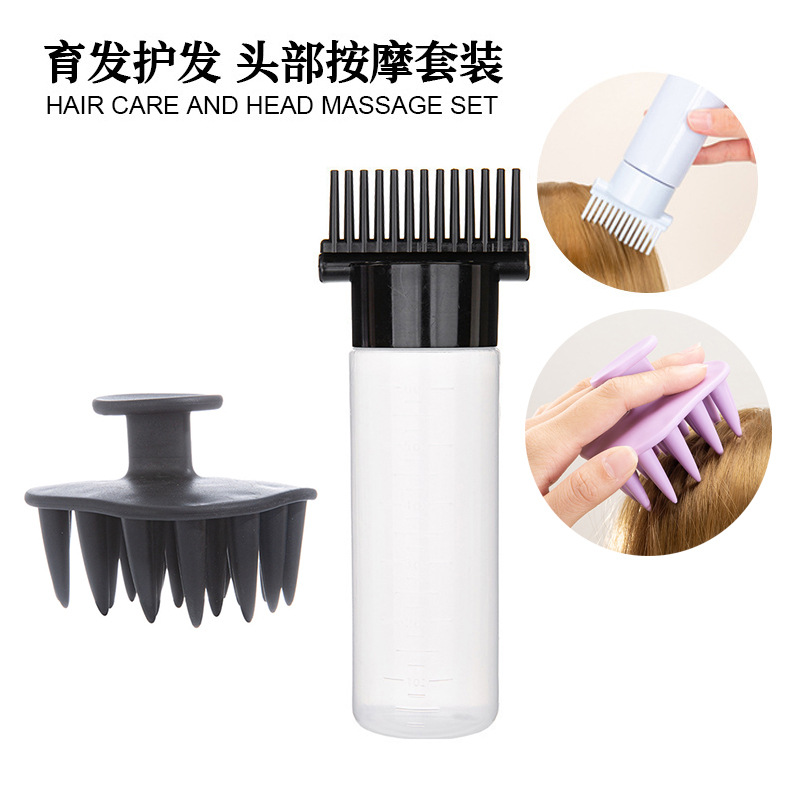 Head Triangle Massage Brush Long Teeth Silicone Shampoo Brush Hair Dyeing Bottle Hair Care Dry Cleaning Bottle suit