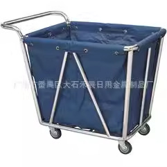 Hand push service car with handrail conical cloth straw car hotel stainless steel cloth straw car can do