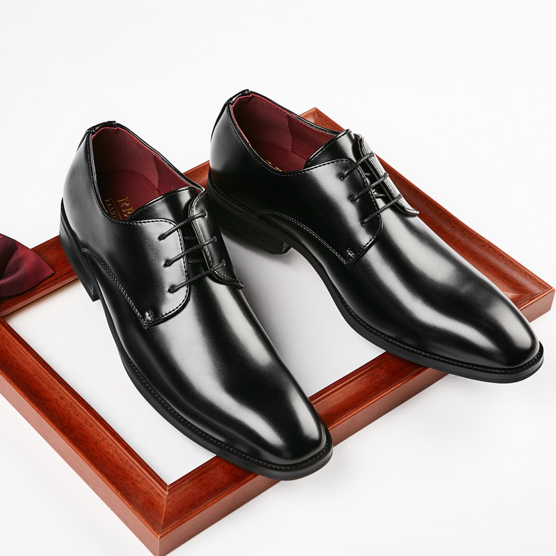 2024  Simple Business Leather Shoes Men's Casual Dress Gentleman Men's Shoes Lace-up Color Shoes Business Wear Pointed