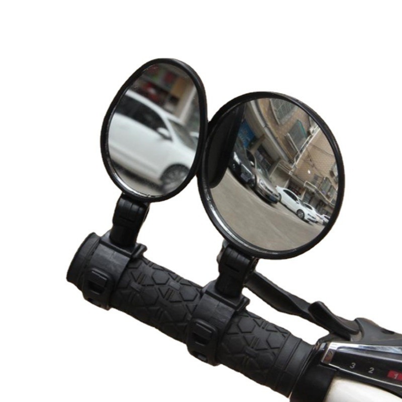 360-degree bicycle rearview mirror wide-angle convex mirror bicycle  vehicle large field of view silicone handle mirror accessories