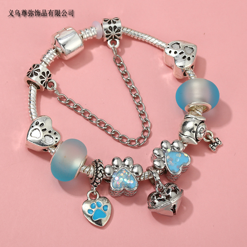 Diy ringing bell pendant bracelet color footprint beads children's jewelry gift 