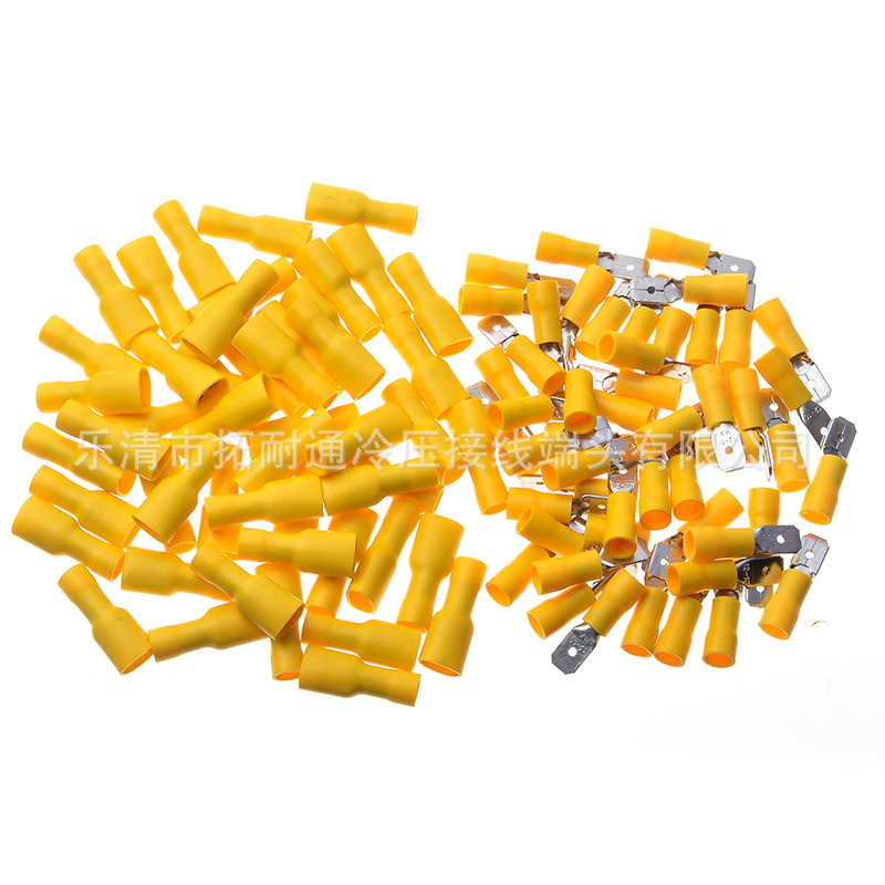 100pcs yellow cold-pressed terminal FDFD5.5-250,MDD5.5-250 50 terminals each