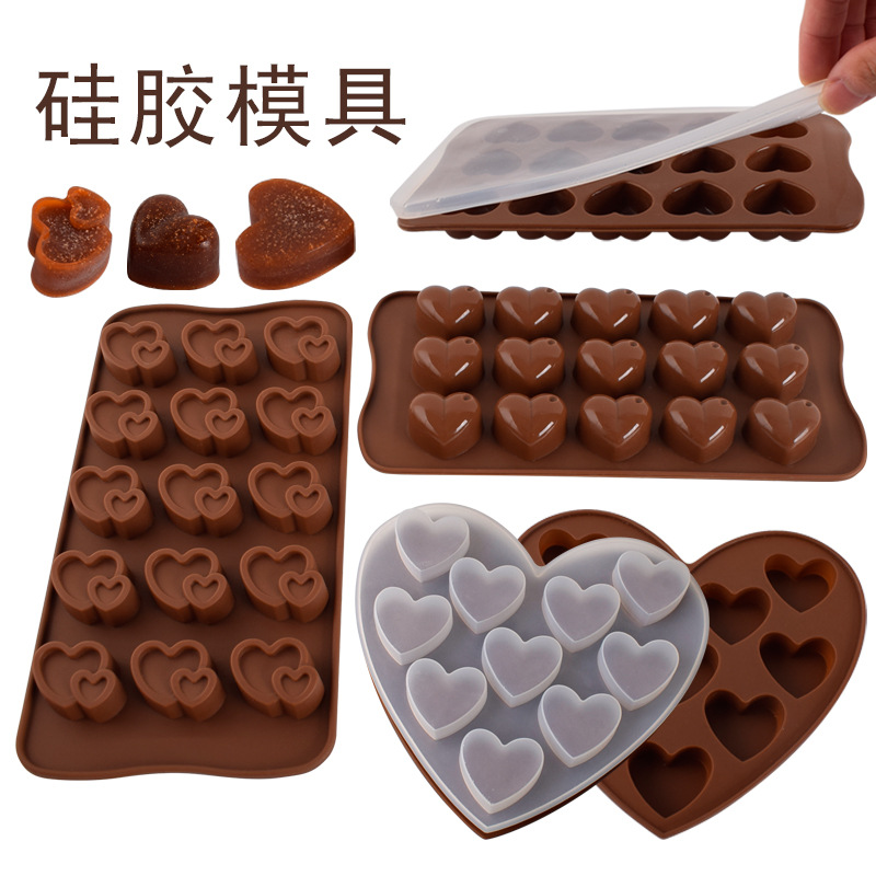 15 Heart-shaped Silicone Chocolate Biscuit Candy Model Cake Baking Model Silicone Ice Drop Glue Candle Model
