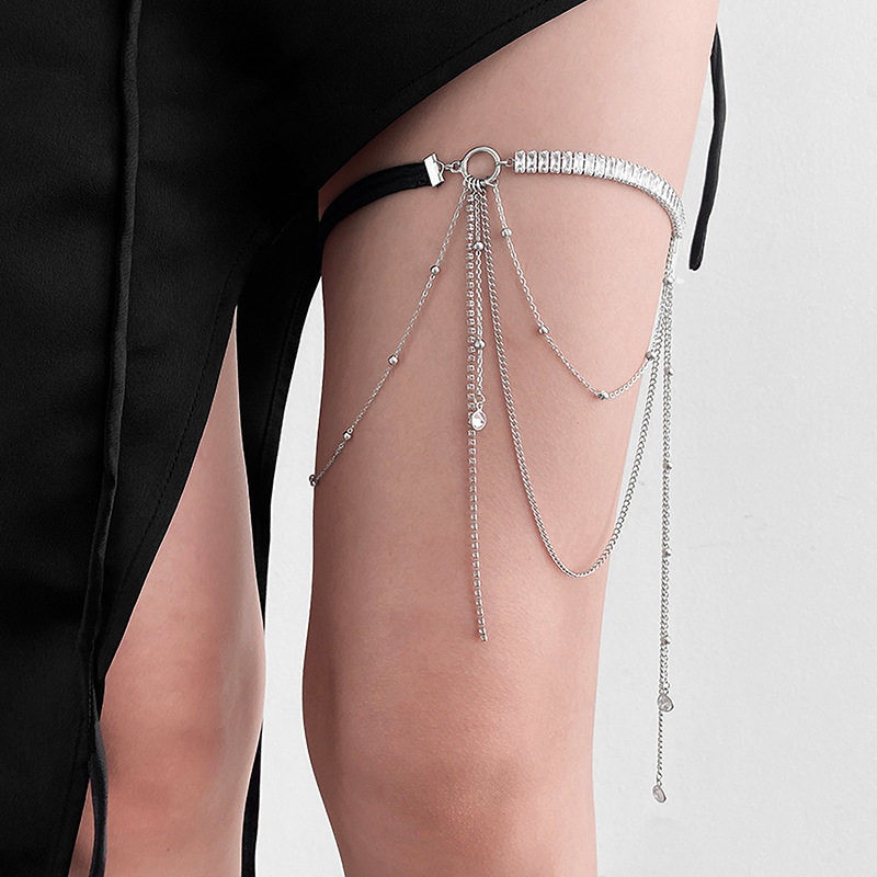 European and American style hot girl zircon necklace leg chain dual-use fashion niche design high-grade tassel body chain jewelry