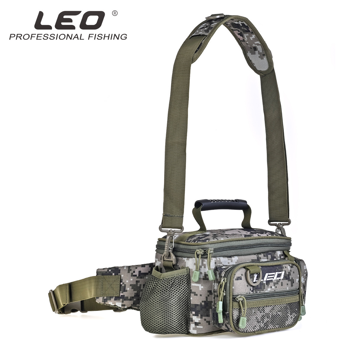 28164 LEO/Leo [small size Luya Bag] Green Digital Camouflage Fishing Wheel Accessories Bag Wholesale