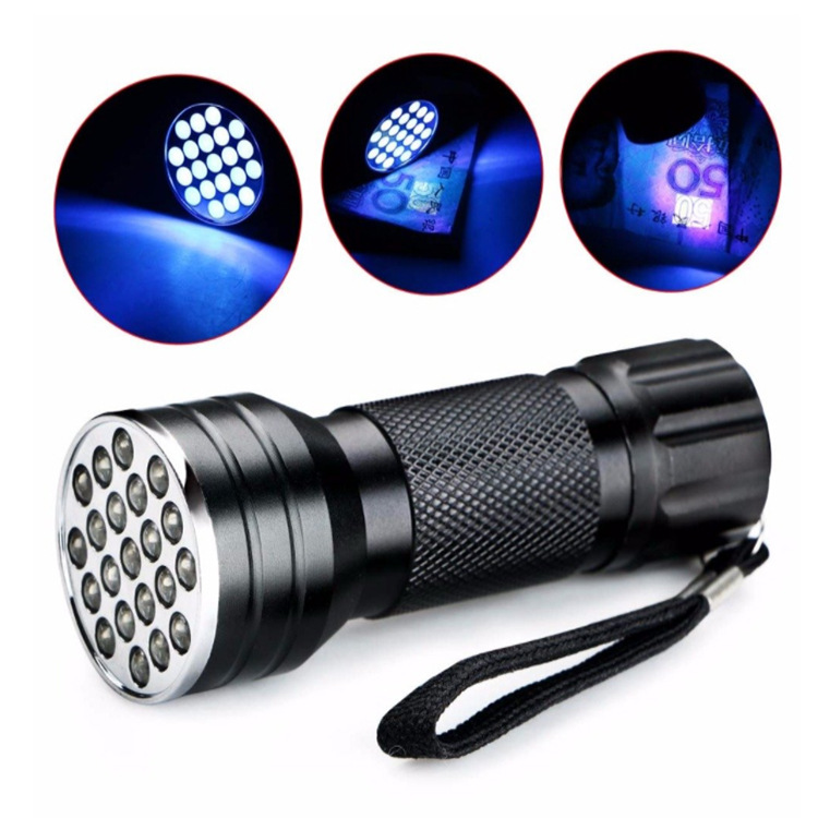 UV Flashlingt21led Purple Flashlight Pet Urine Detection Ultra violet Black Flashlight