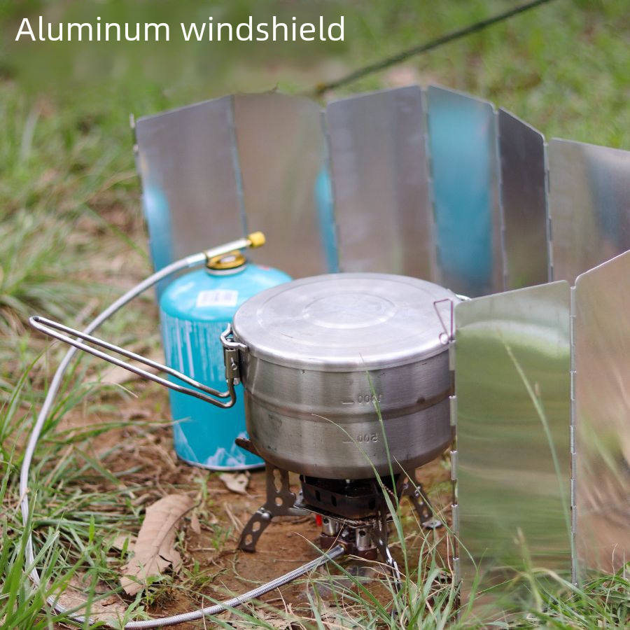 Outdoor folding card stove aluminum alloy windshield camping picnic cooking flat gas stove alcohol stove stove windproof cover