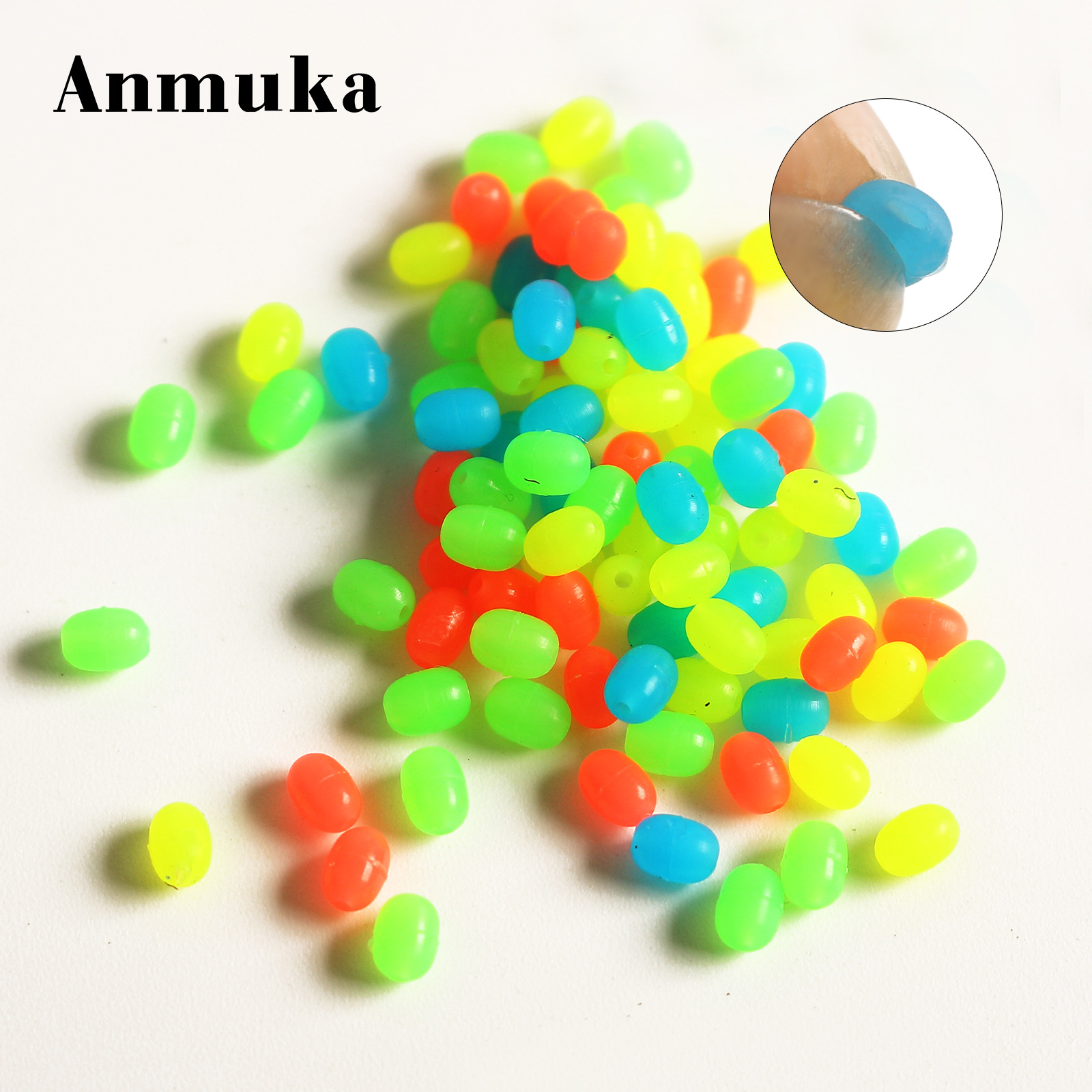 Color Medium Soft Rubber Anti-Collision Bean Luminous Bean Cushioning Oval Bead Bucking Platform Fishing Rock Fishing Sea Fishing Accessories