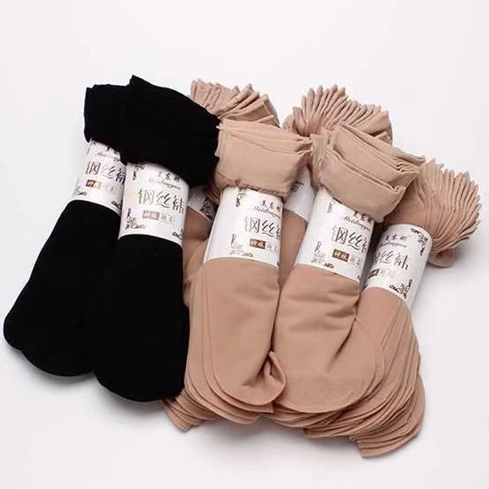 Women's short thin crystal silk wear-resistant pineapple socks black flesh color spring and autumn anti-hook stockings short stockings