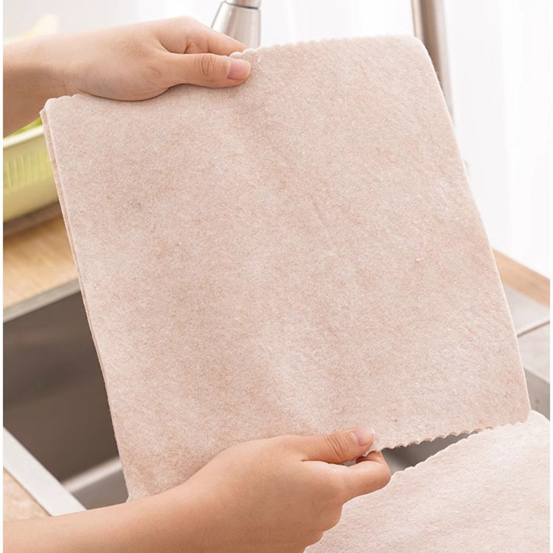 Wet and Dry Dual-Use Towel Dish Cloth Household Oil Absorbing Dish Towel Kitchen Dish Cloth No Hair Dropping No Oil Lazy Cleaning Cloth
