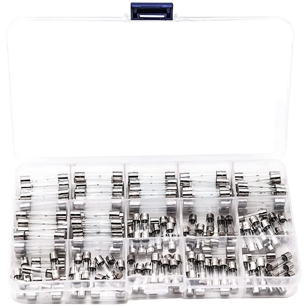 150Pcs Boxed 15 Types/0.5-10A Slow Blow Glass Tube Fuse Kit Fuse And Fusible